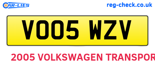 VO05WZV are the vehicle registration plates.