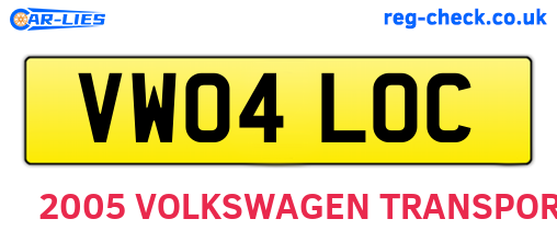 VW04LOC are the vehicle registration plates.
