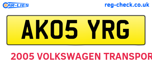 AK05YRG are the vehicle registration plates.