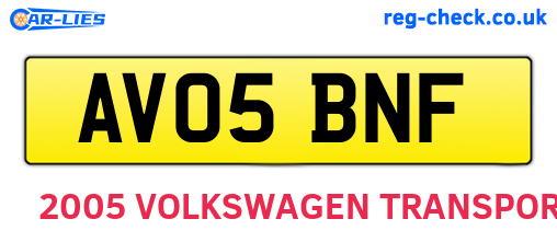 AV05BNF are the vehicle registration plates.
