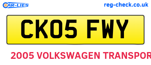 CK05FWY are the vehicle registration plates.
