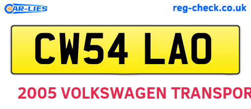 CW54LAO are the vehicle registration plates.