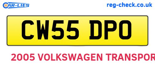 CW55DPO are the vehicle registration plates.