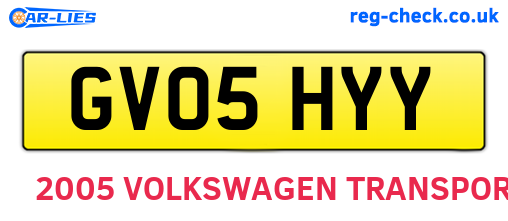 GV05HYY are the vehicle registration plates.