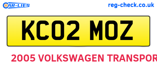 KC02MOZ are the vehicle registration plates.