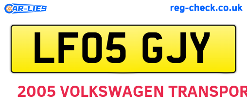 LF05GJY are the vehicle registration plates.