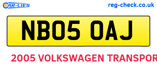 NB05OAJ are the vehicle registration plates.