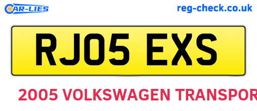 RJ05EXS are the vehicle registration plates.