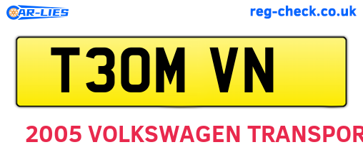 T30MVN are the vehicle registration plates.
