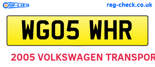 WG05WHR are the vehicle registration plates.