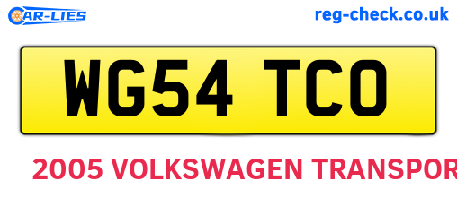 WG54TCO are the vehicle registration plates.