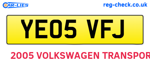 YE05VFJ are the vehicle registration plates.