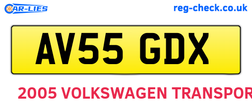 AV55GDX are the vehicle registration plates.