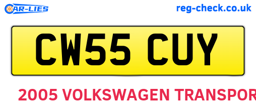 CW55CUY are the vehicle registration plates.