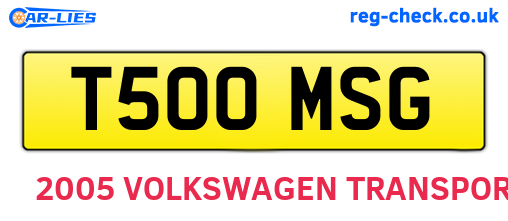 T500MSG are the vehicle registration plates.