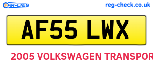 AF55LWX are the vehicle registration plates.
