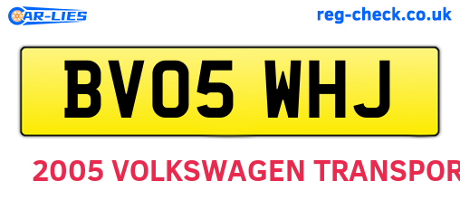 BV05WHJ are the vehicle registration plates.