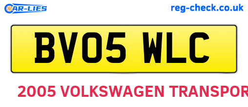 BV05WLC are the vehicle registration plates.