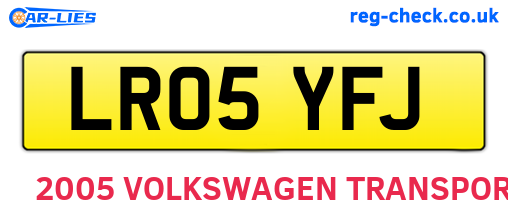 LR05YFJ are the vehicle registration plates.