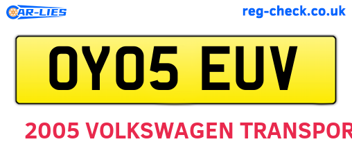 OY05EUV are the vehicle registration plates.