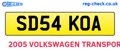 SD54KOA are the vehicle registration plates.