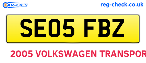 SE05FBZ are the vehicle registration plates.