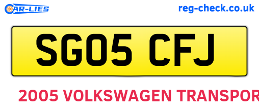 SG05CFJ are the vehicle registration plates.