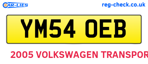 YM54OEB are the vehicle registration plates.