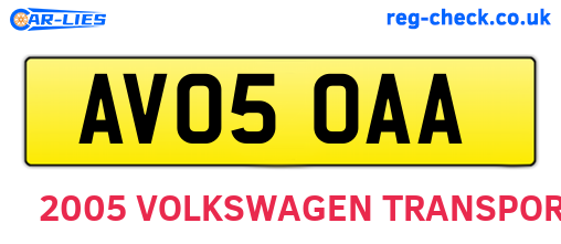 AV05OAA are the vehicle registration plates.