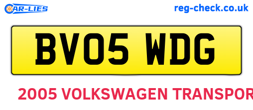 BV05WDG are the vehicle registration plates.