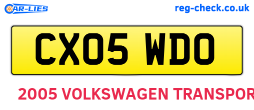CX05WDO are the vehicle registration plates.
