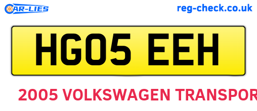 HG05EEH are the vehicle registration plates.