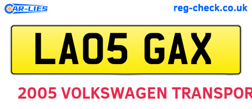 LA05GAX are the vehicle registration plates.