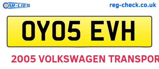 OY05EVH are the vehicle registration plates.