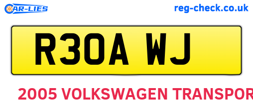 R30AWJ are the vehicle registration plates.
