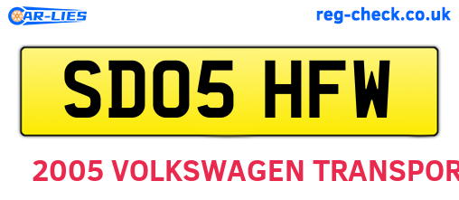 SD05HFW are the vehicle registration plates.