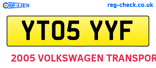 YT05YYF are the vehicle registration plates.
