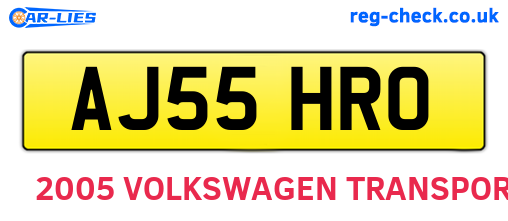 AJ55HRO are the vehicle registration plates.
