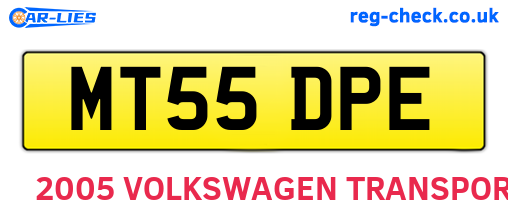 MT55DPE are the vehicle registration plates.