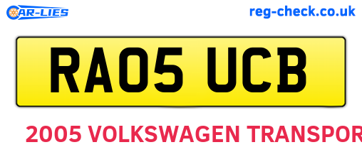 RA05UCB are the vehicle registration plates.