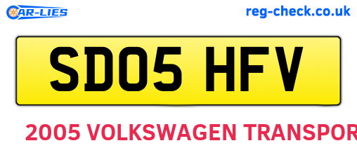 SD05HFV are the vehicle registration plates.