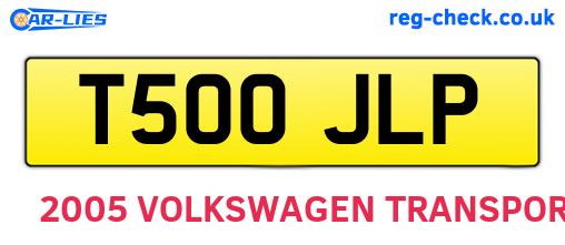 T500JLP are the vehicle registration plates.