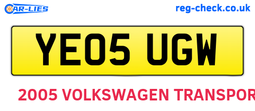YE05UGW are the vehicle registration plates.