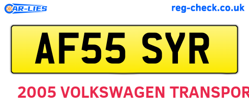 AF55SYR are the vehicle registration plates.