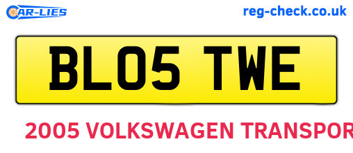 BL05TWE are the vehicle registration plates.