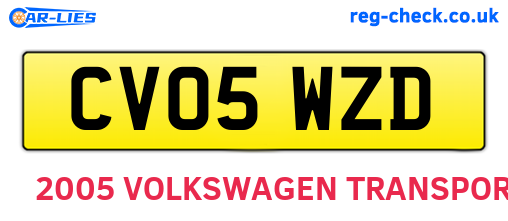 CV05WZD are the vehicle registration plates.