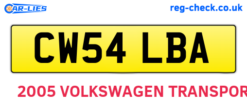 CW54LBA are the vehicle registration plates.