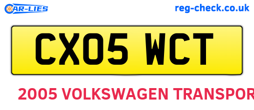 CX05WCT are the vehicle registration plates.