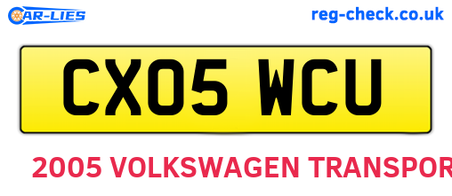 CX05WCU are the vehicle registration plates.