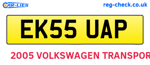 EK55UAP are the vehicle registration plates.